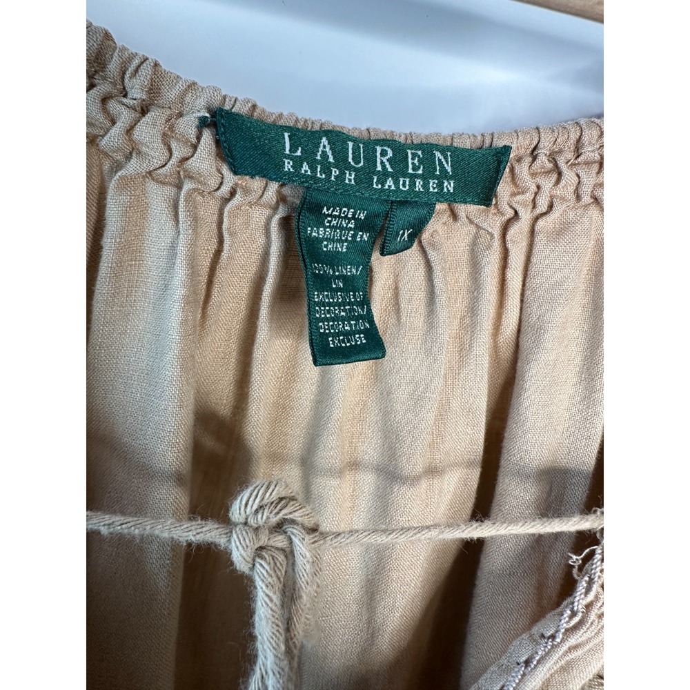 Lauren Ralph Lauren 100% Linen Embroidered Peasant Blouse Boho Top Plus Size 1X - Picture 6 of 10
